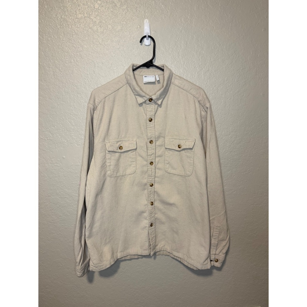 ASOS Design Women's Corduroy Shirt Jacket Long Sleeve Button Up Beige L